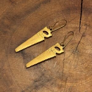 Quirky and Cute Gold Saw Earrings